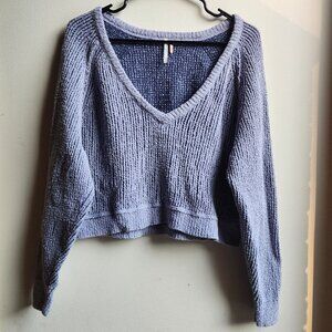 Free People V-Neck Sweater in Light Blue